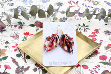 Load image into Gallery viewer, Ume Leaf Earrings - indigo blue &amp; red
