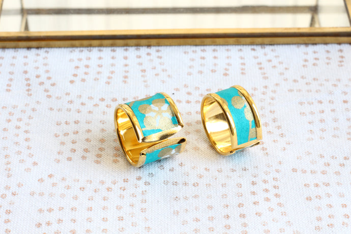 Bague origami turquoise 